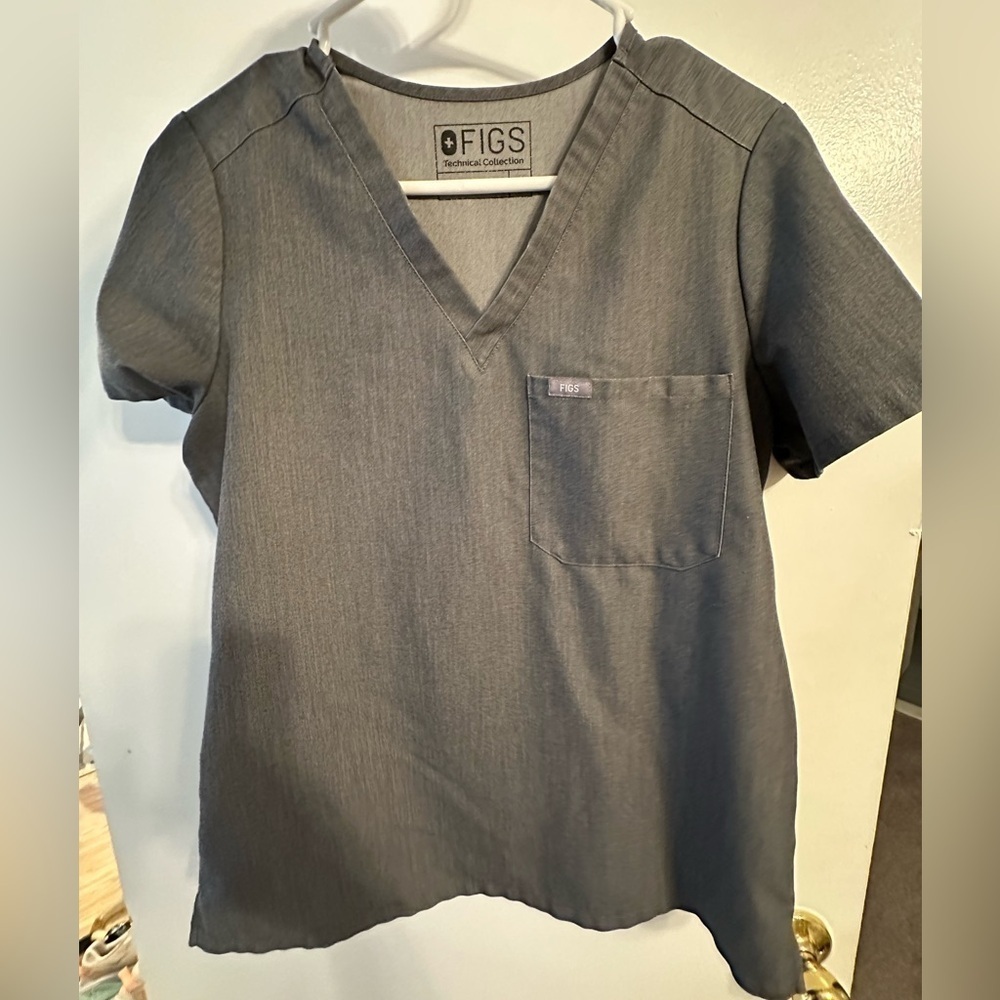 Figs Dark Grey Scrub Top